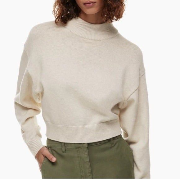 Aritzia Sweaters - Aritzia Wilfred Free Harper Cropped Wool Sweater Mockneck Wool Sweater Sz M/L